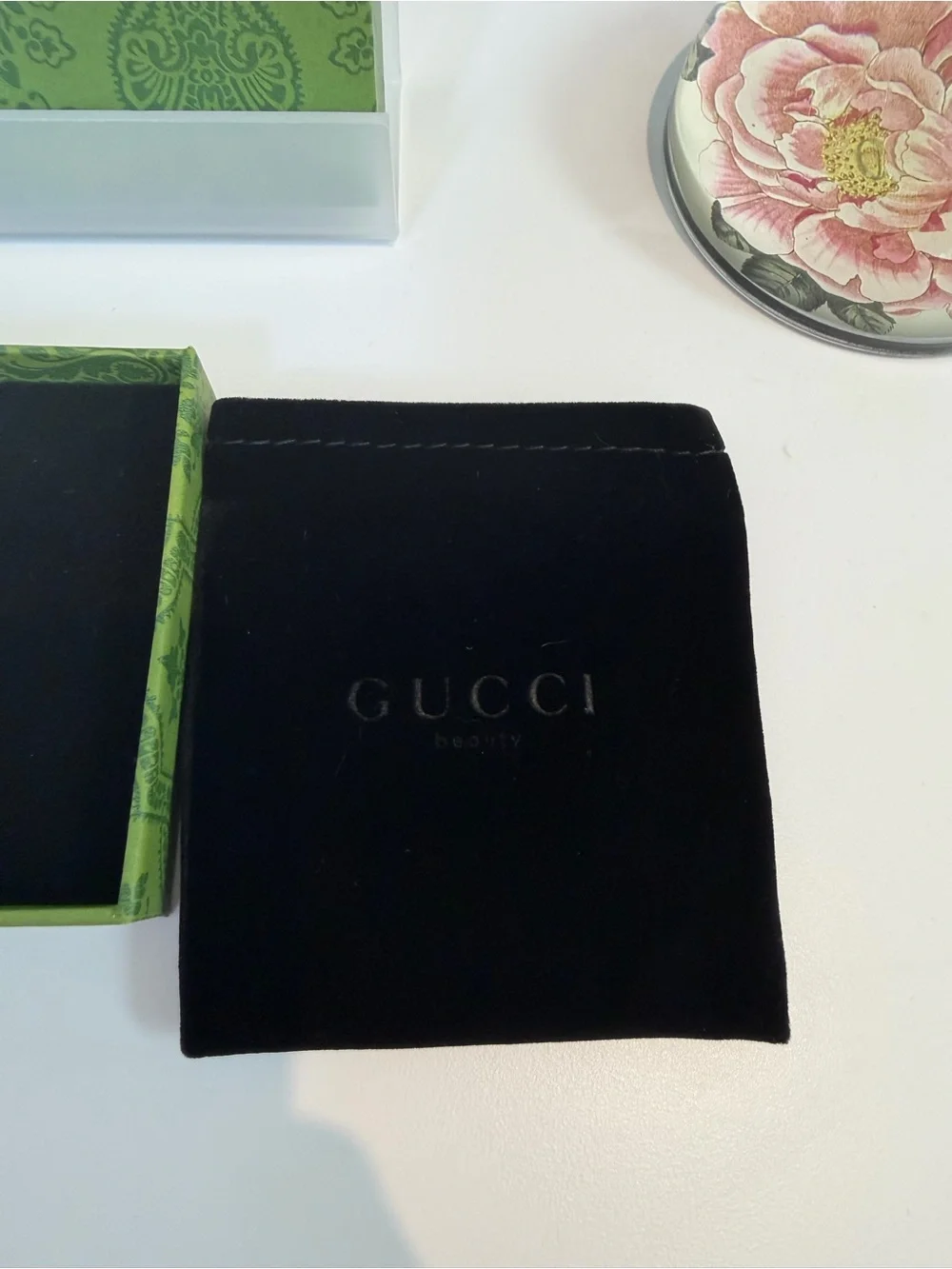 Gucci Beauty GWP Silver Compact Mirror with Black Pouch